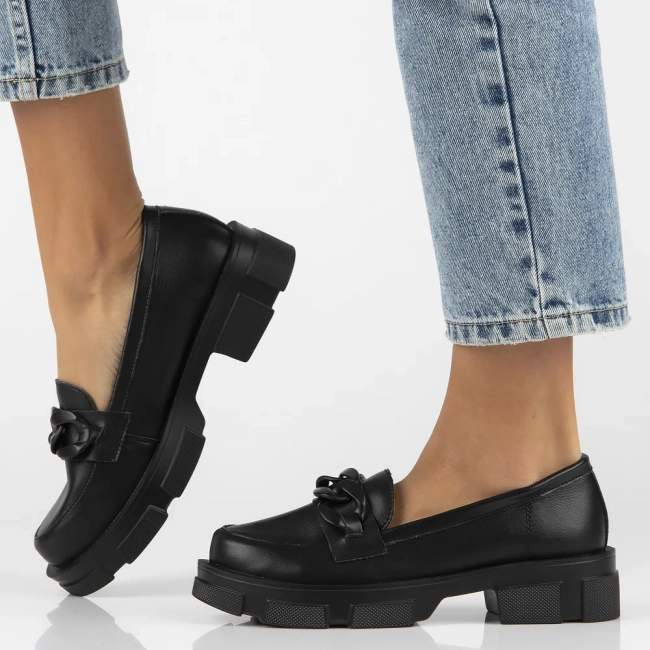 Skórzane półbuty na platformie Filippo DP3221/24 BK BK czarne
