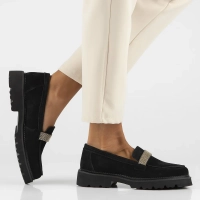 Skórzane półbuty na platformie Filippo DP6214/24 BK czarne