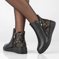 Leather wedge ankle boots Filippo DBT8058/26 BK MLT black