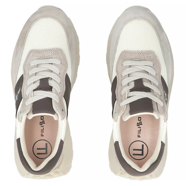 Skórzane sneakersy na platformie Filippo DP7561/26 BE beżowe