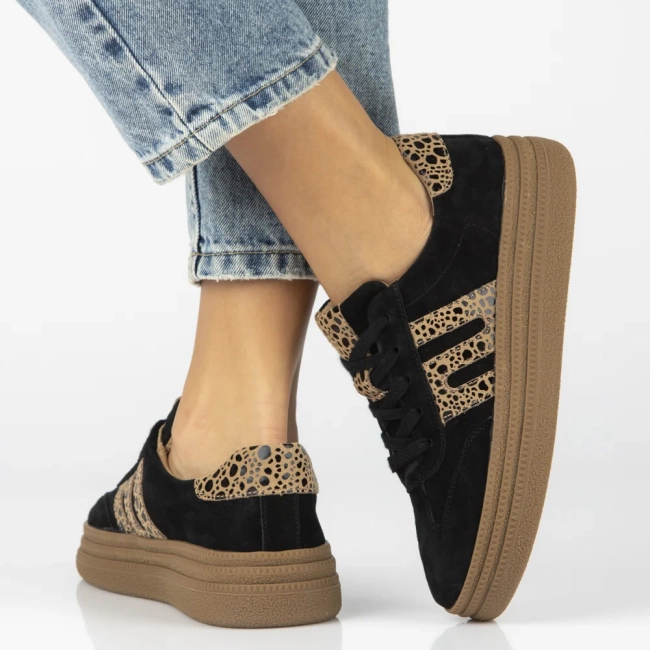 Leather sneakers Filippo DP7114/25 BK LEO black