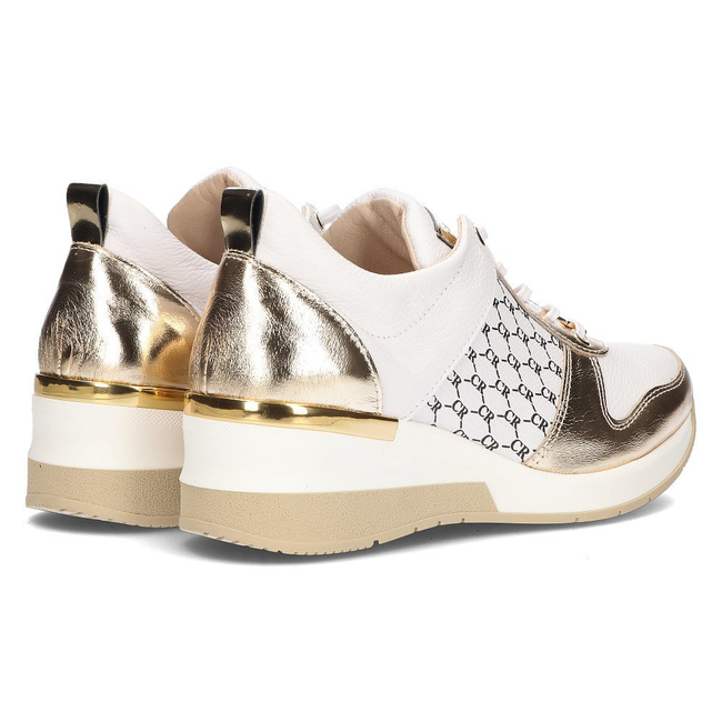 Skórzane sneakersy Filippo 062 białe złote