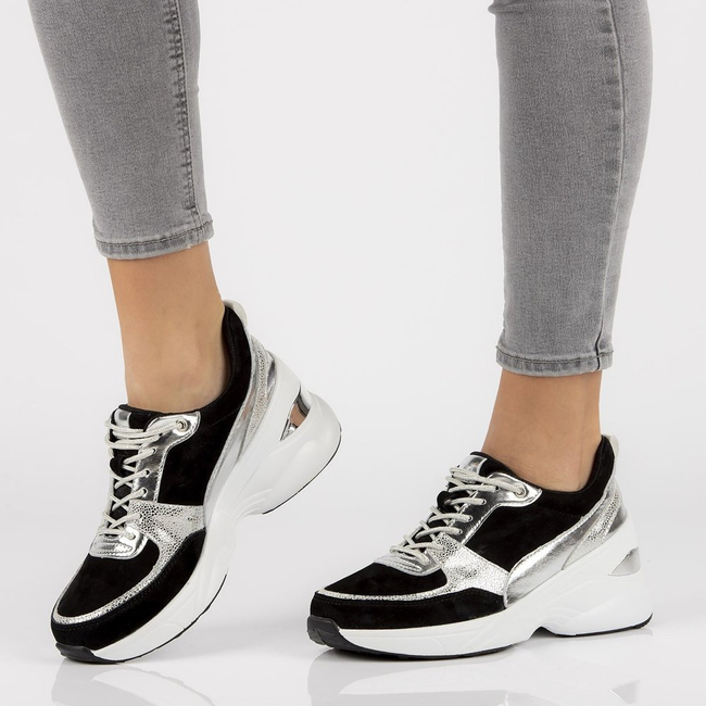 Skórzane Sneakersy Filippo DP2056/21 BK SI czarne