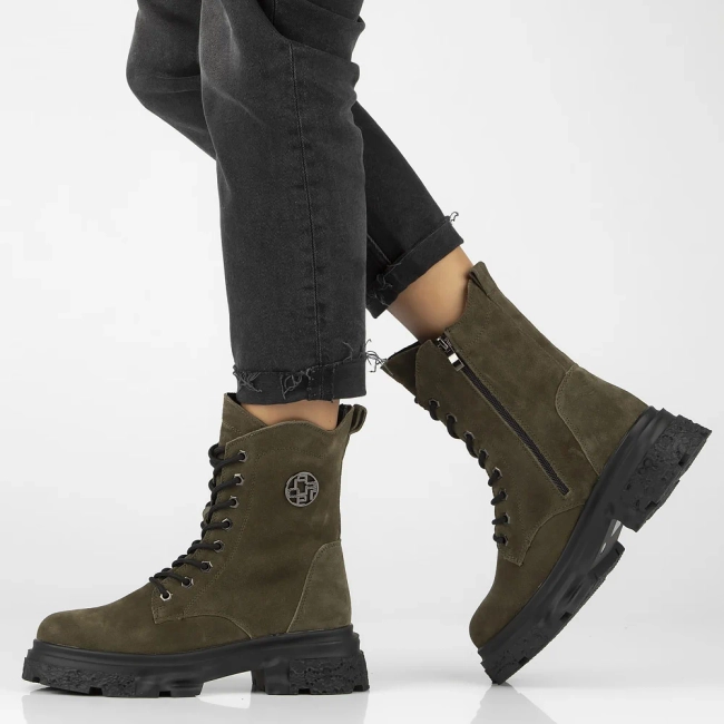 Leather ankle boots DBT6443/24 KH khaki