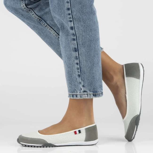 Leather ballerinas Filippo DP142/25 WH GR white-gray