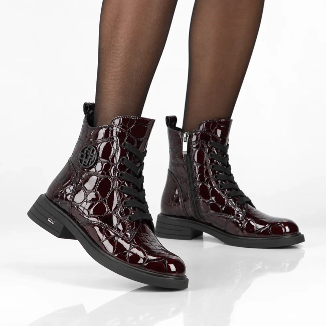 Leather ankle boots Filippo DBT7965/26 BG CR burgundy