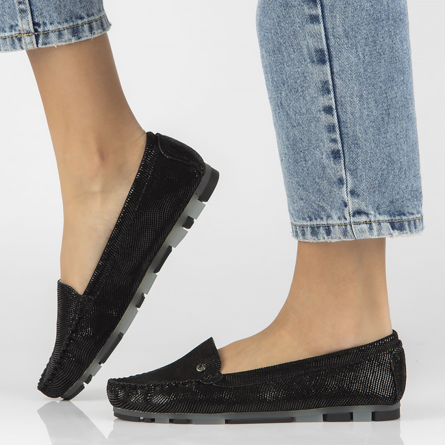 Skórzane mokasyny Filippo DP2037/23 BK PT czarne