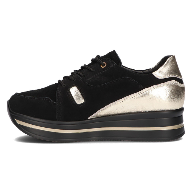 Skórzane sneakersy Filippo DP3407/21 BK GO Czarne