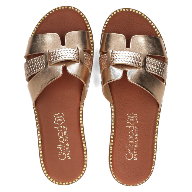 Skórzane klapki Filippo LH-305 brązowe