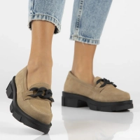 Skórzane półbuty na platformie Filippo DP3221/24 BE BK beżowe