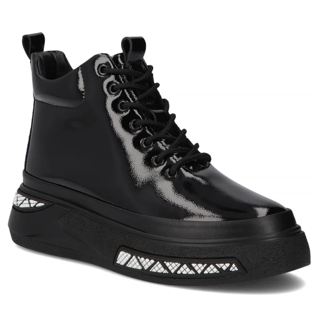 Skórzane botki na platformie Filippo DBT7276/25 BK czarne