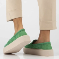 Skórzane półbuty na platformie Filippo DP6152/24 GE zielone