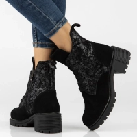 Leather heeled ankle boots Filippo DBT8021/26 BK GR black