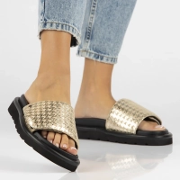 Skórzane klapki Filippo DK6150/24 GO złote