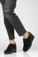 Skórzane półbuty na koturnie Filippo DP4905/23 BK czarne