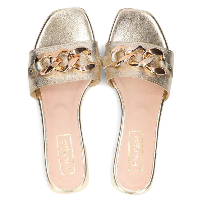 Leather flip-flops Filippo 119 gold