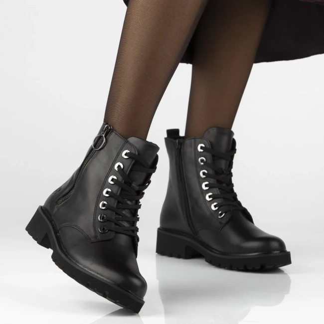 Skórzane botki Remonte D8671-01 czarne