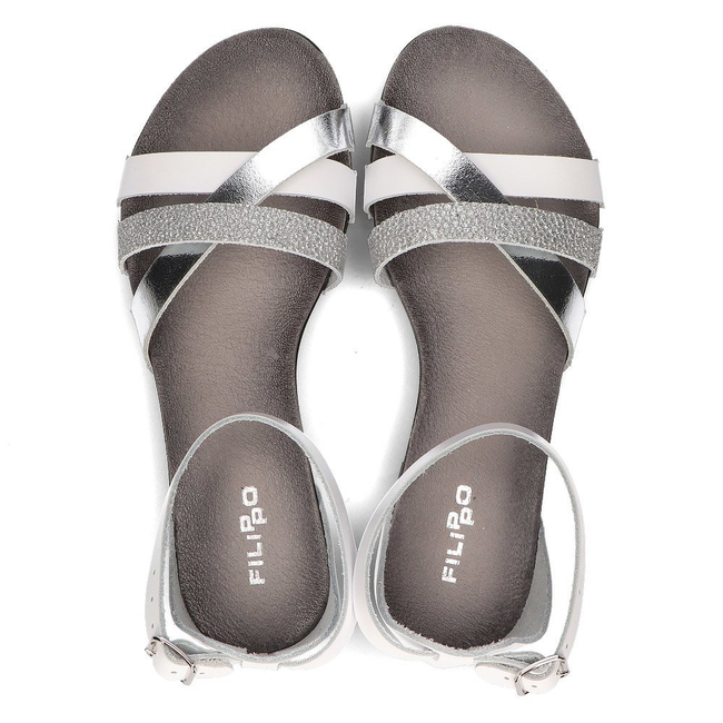 Leather sandals Filippo 40225 white-silver