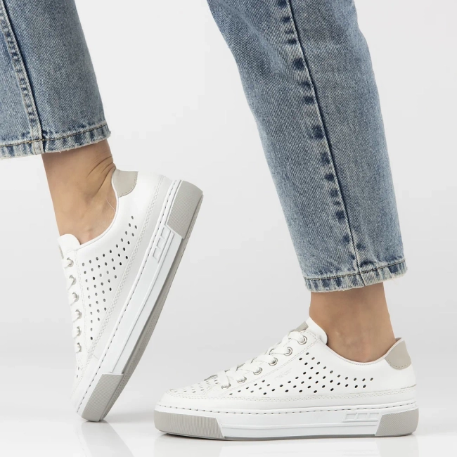 Skórzane sneakersy Rieker L8849-80 białe