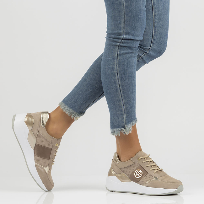 Skórzane sneakersy Filippo DP3553/22 BE beżowe