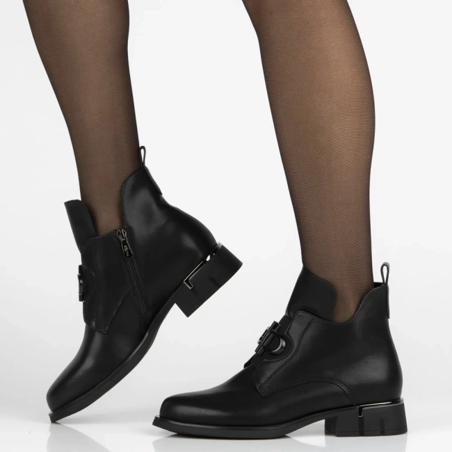 Skórzane botki Filippo DBT7191/25 BK czarne