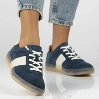 Skórzane sneakersy Filippo DP6770/25 BL niebieskie