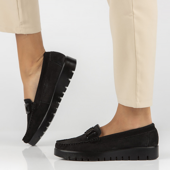 Skórzane mokasyny Filippo DP3334/23 BK czarne