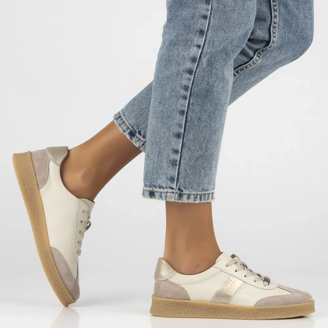 Leather sneakers Filippo DP6799/25 BE GO beige