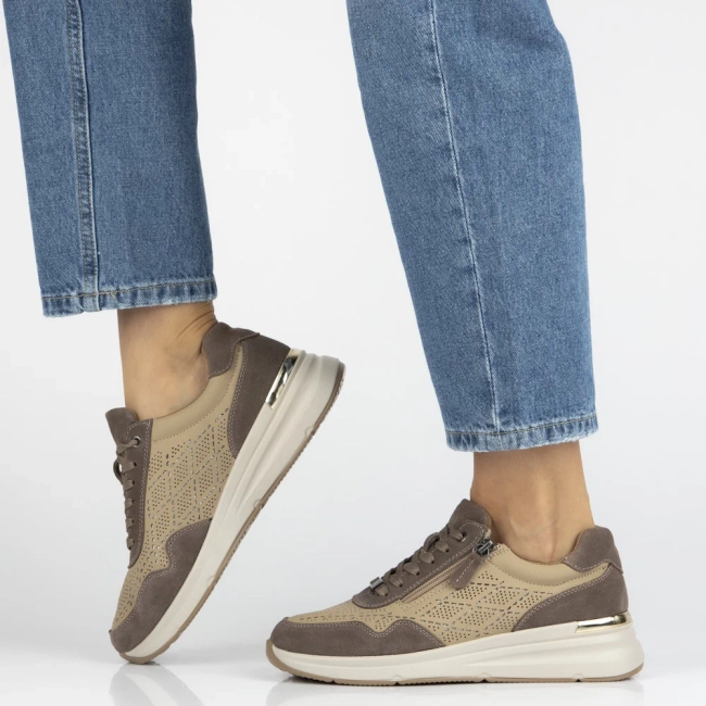 Skórzane sneakersy Filippo DP7101/25 BE beżowe