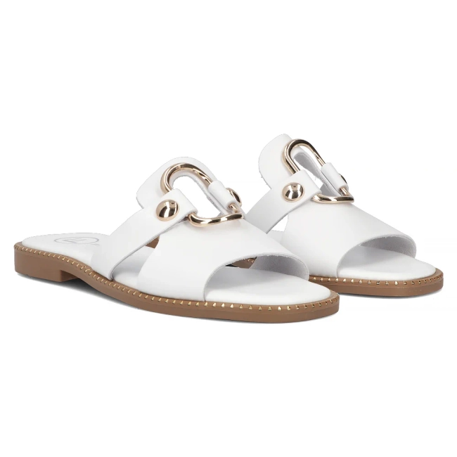 Skórzane klapki Filippo DK6264/24 WH białe