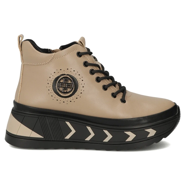 Skórzane botki na platformie Filippo DBT4214/25 TP taupe