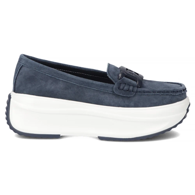 Skórzane półbuty na platformie Filippo DP6132/25 NV granatowe