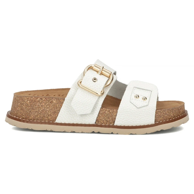 Leather flip-flops Yokono OCA-252 OPAK HIELO white