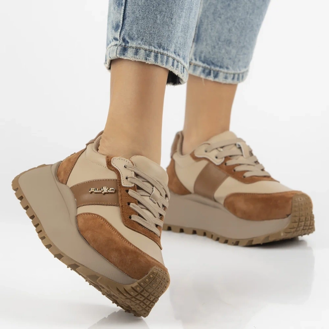 Leather sneakers Filippo DP6785/25 BR BE brown