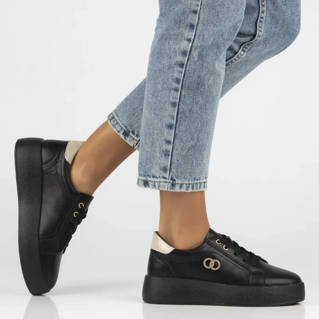 Leather sneakers Filippo DP6721/25 BK black