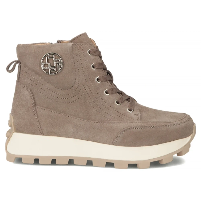 Skórzane botki na platformie Filippo DBT7160/25 TP taupe