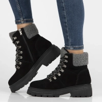 Skórzane trapery na platformie Filippo DBT6381/24 BK czarne