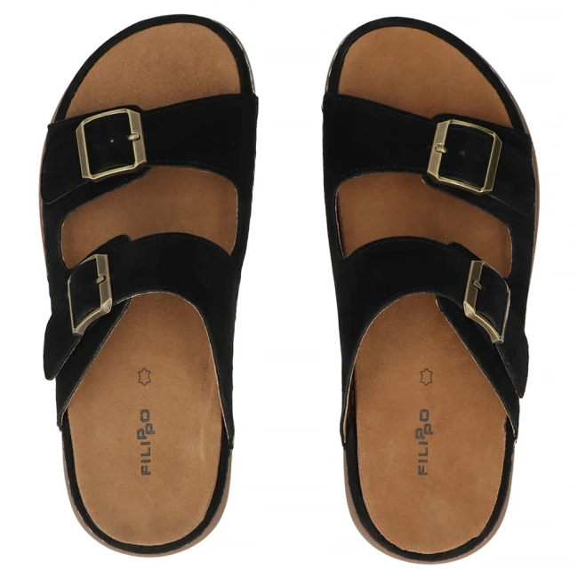 Leather flip-flops Filippo DK7802/26 BK black