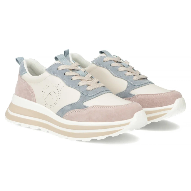 Leather sneakers Filippo DP6787/25 BE BL beige blue