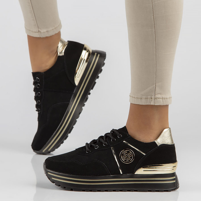 Leather Sneakers Filippo DP3538/22 BK GO black