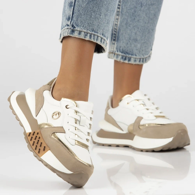 Leather sneakers Filippo DP6733/25 WH BE white beige