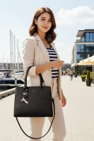 Black handbag ribbon charm