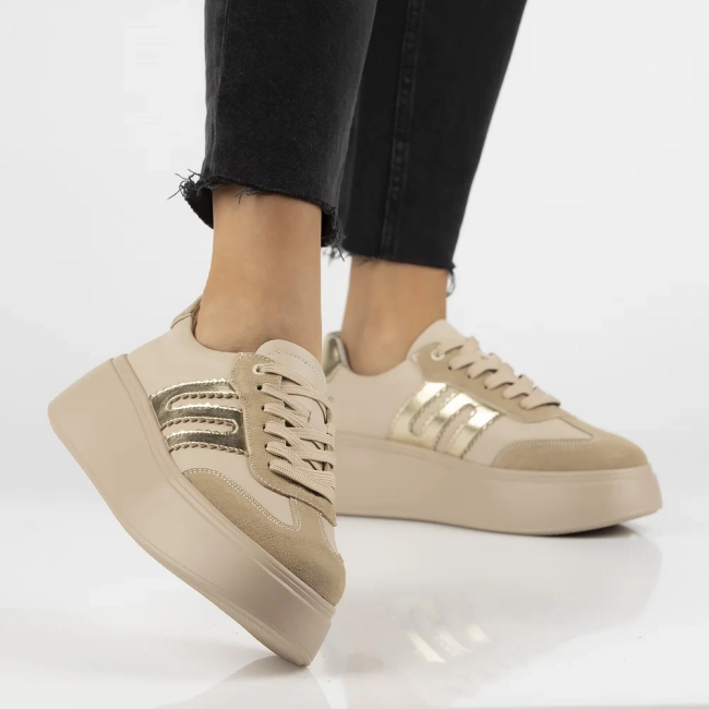 Leather sneakers Filippo DP7289/25 BE GO beige