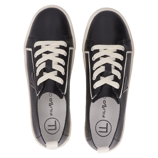 Skórzane półbuty na platformie DP6025/24 BK czarne