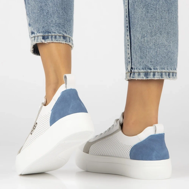 Leather sneakers Filippo DP6040/24 BL GR white blue