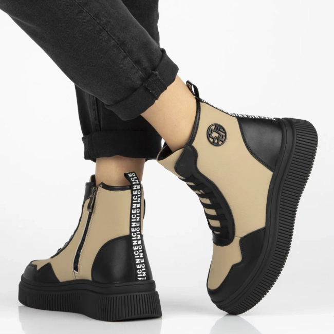 Leather ankle boots Filippo DBT7298/25 BE BK beige