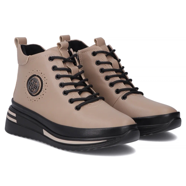 Skórzane botki na platformie Filippo DBT4215/25 TP taupe