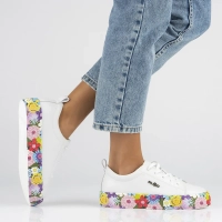 Skórzane sneakersy Filippo DP6048/25 WH FL białe kwiaty