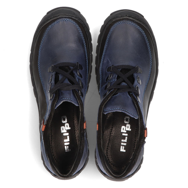 Skórzane półbuty Filippo 917 granatowe