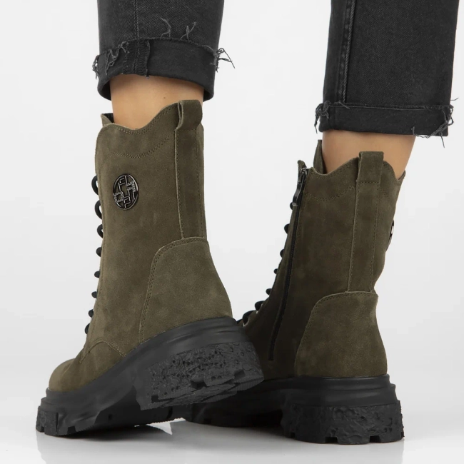 Leather ankle boots DBT6443/24 KH khaki